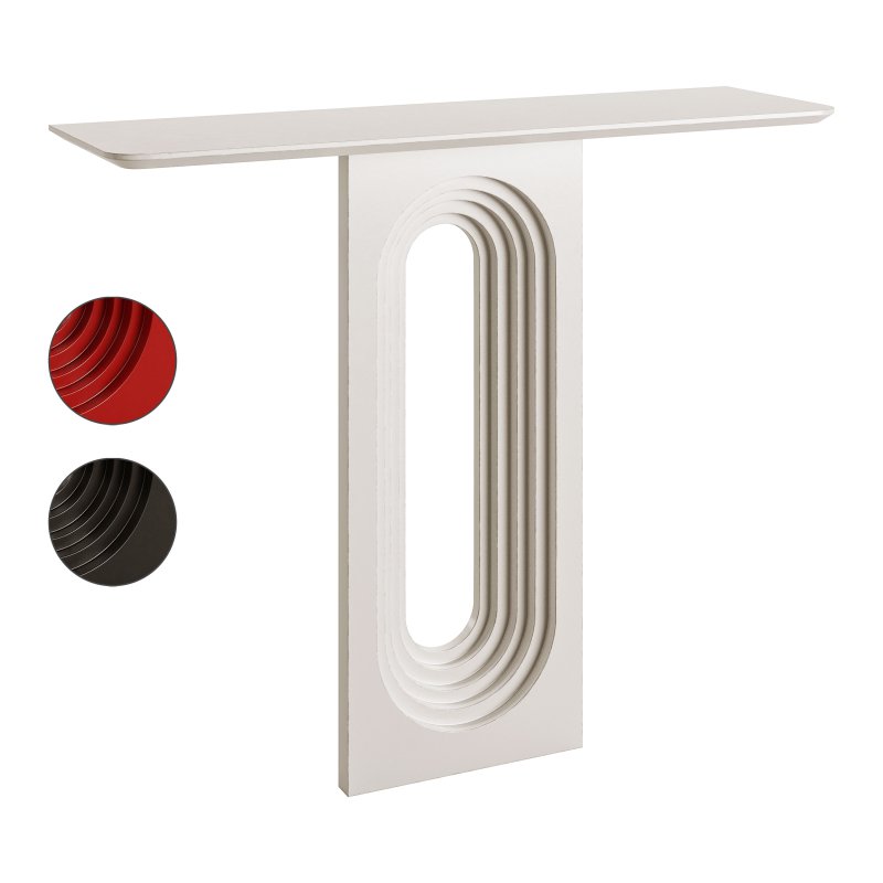 47 Modern Narrow Wood White Console Table with Geometric Pedestal Entryway Table - Image 1