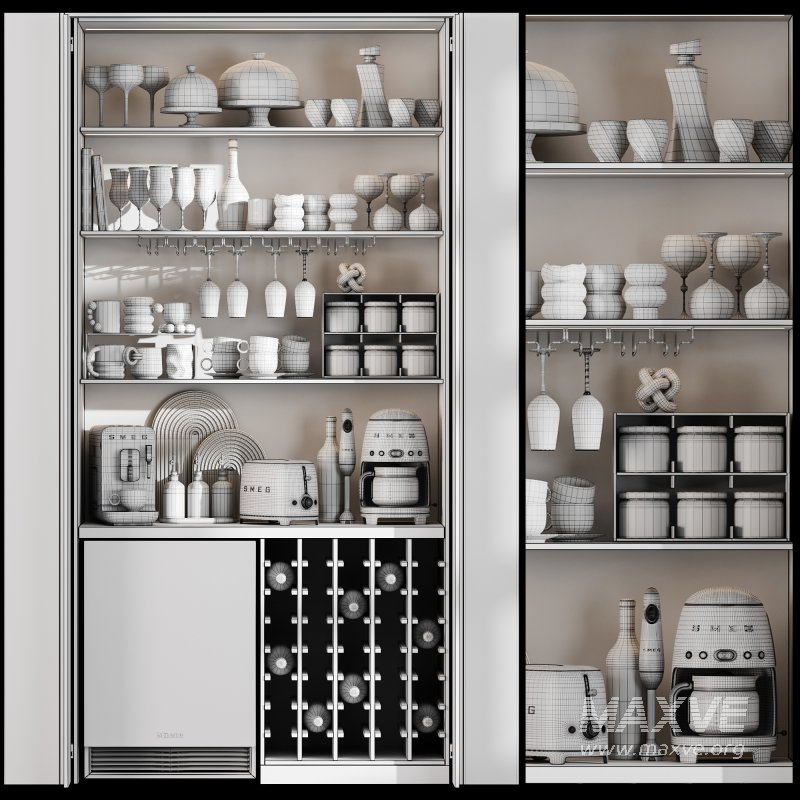 Built in Hidden Coffee Bar Cabinet Modern Beverage Station - Image 4