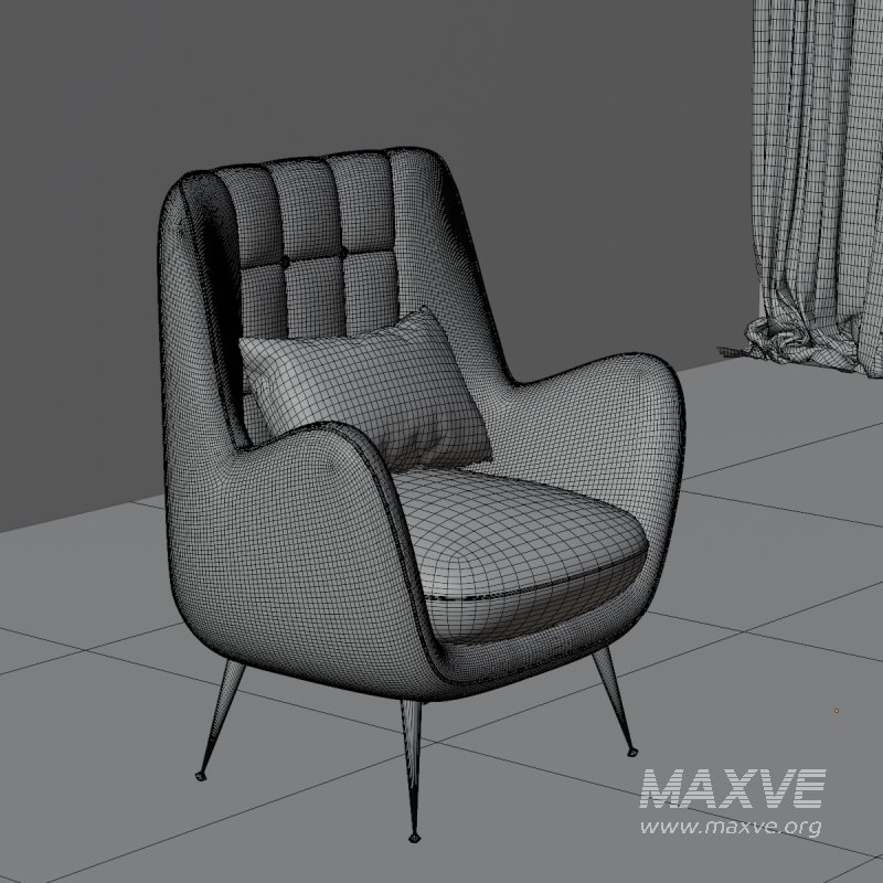 Mid-Century Modern High-Back Armchair - Image 3