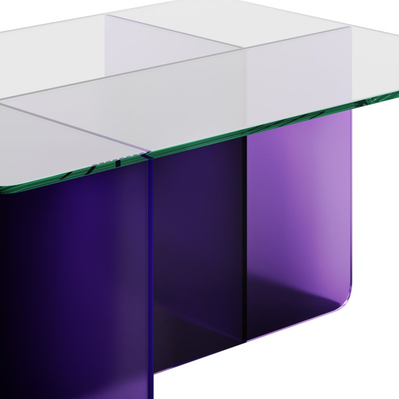 Acrylic Purple Coffee Table with Clear Top by Chairish - Image 3