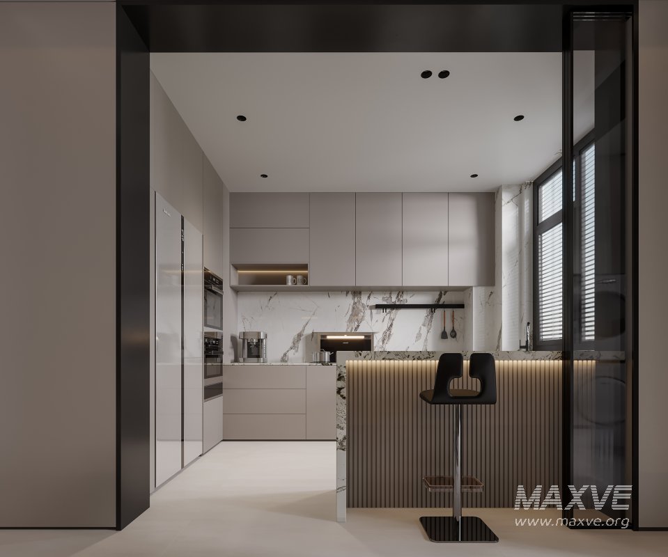 Modern living room and dining room kitchen interior scene - Image 3