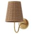 Lyndsie Traditional Natural Wicker Shade Antique Brass Armed Sconce - Thumbnail 1