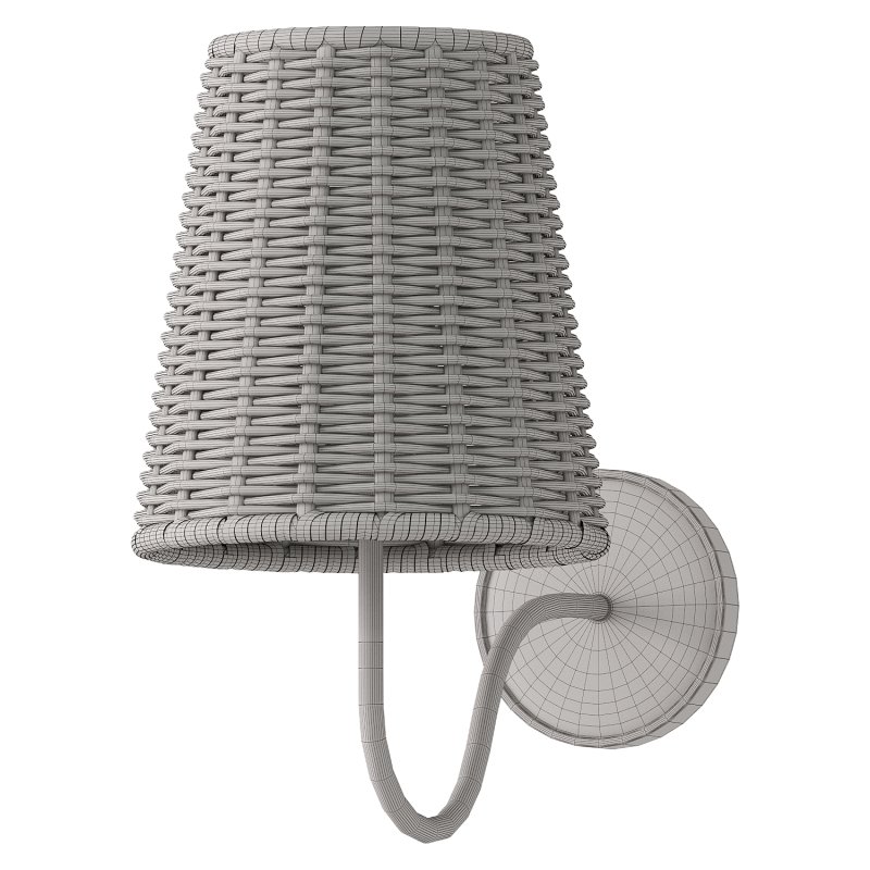 Lyndsie Traditional Natural Wicker Shade Antique Brass Armed Sconce - Image 3