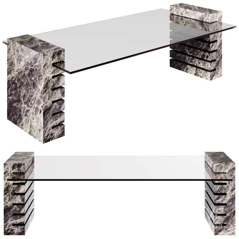 Large Marble and Glass Coffee Table by 1stDibs - Image 5