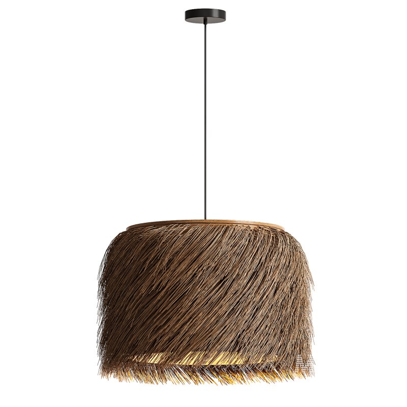 Wabi-Sabi Style Rattan Straw Hat Pendant Light - Image 2