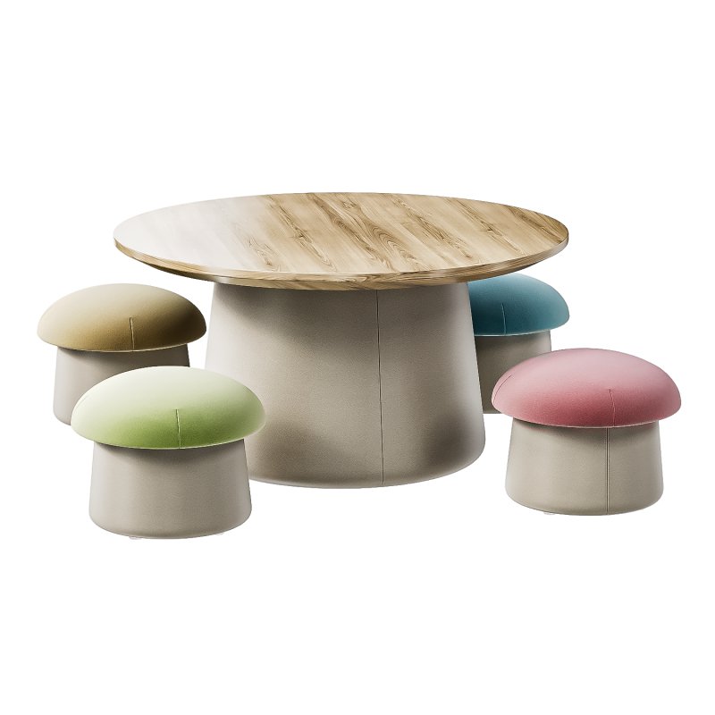 Mushroom Table and Pouf - Image 2