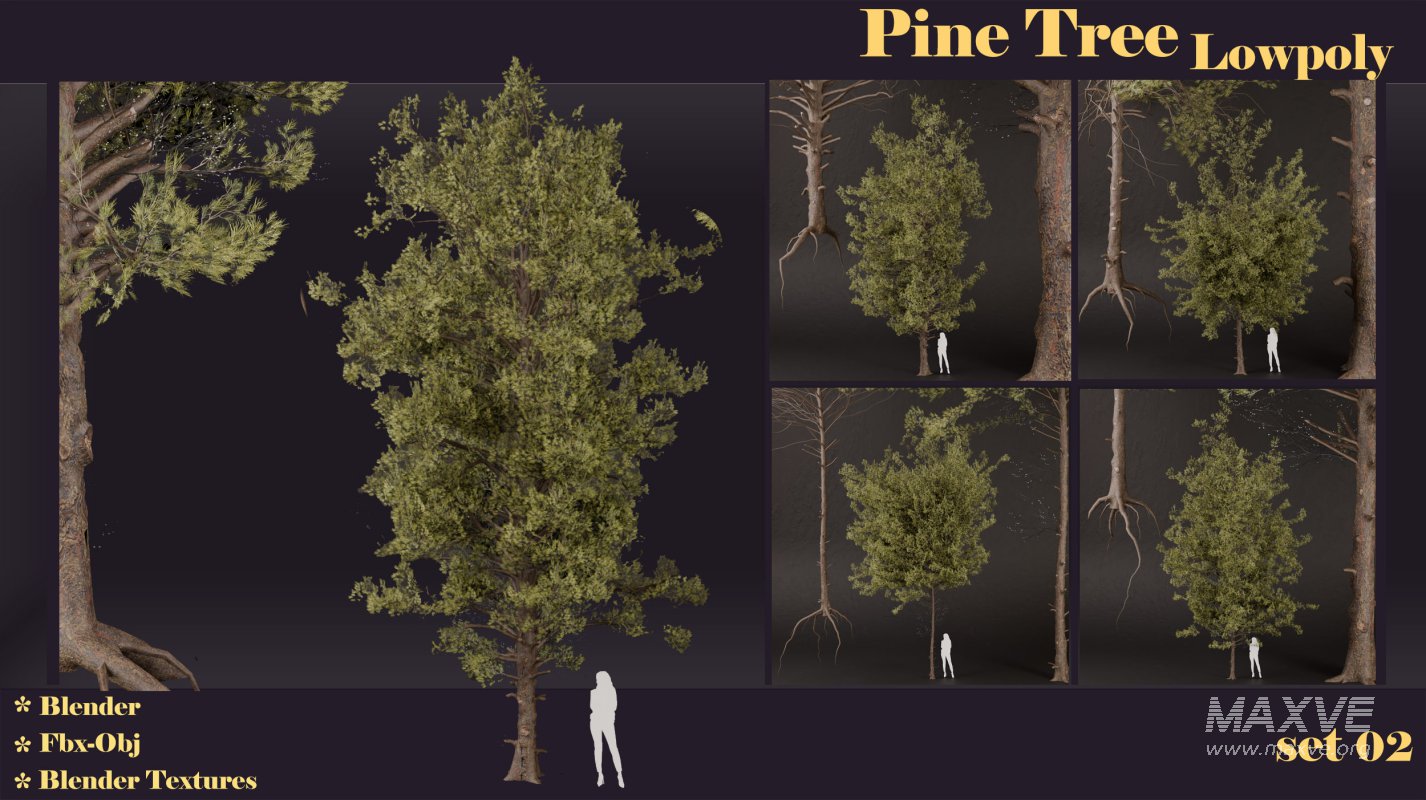 SJ-lowpoly pine tree set 02 - Image 1