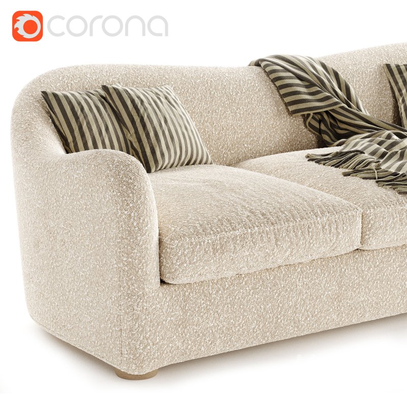 Bacio Cream Boucle Sofa with Bleached Oak Legs - Image 3