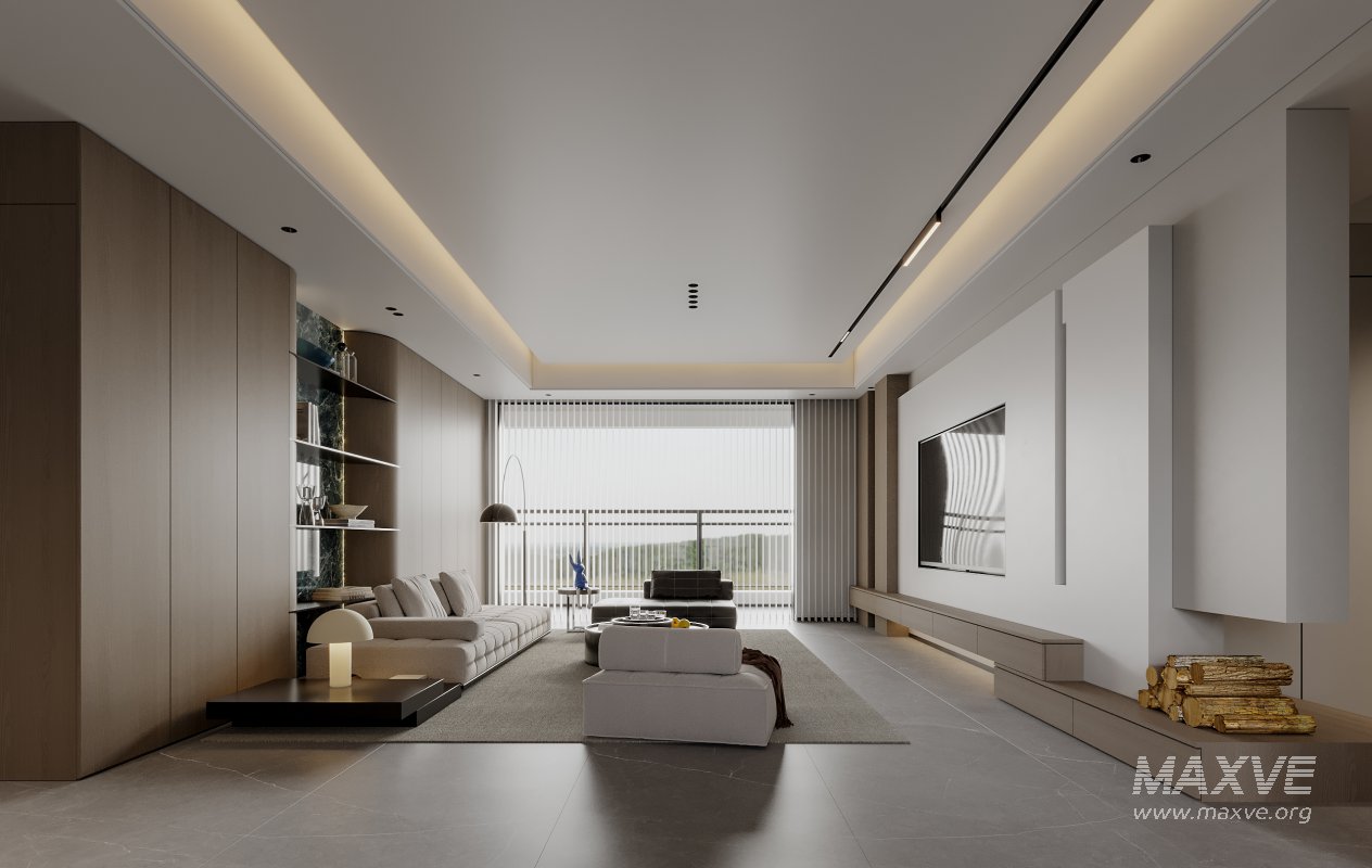 Modern living room and dining room interior scene - Image 2