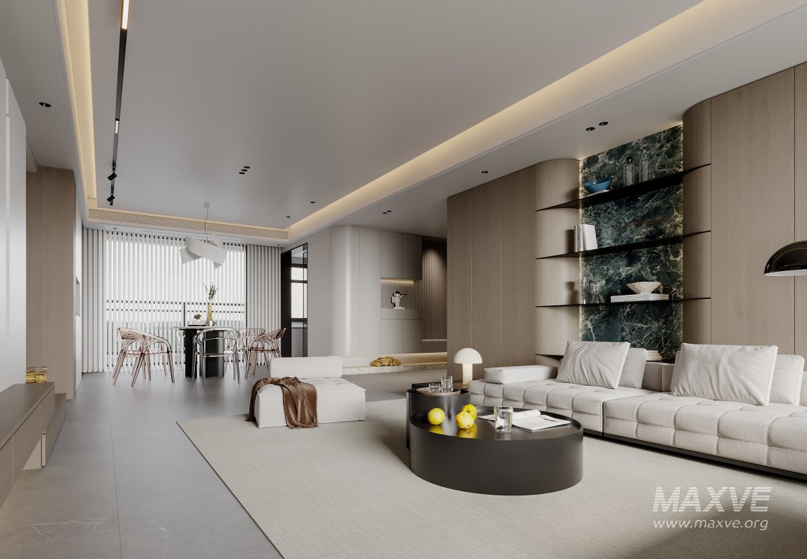 Modern living room and dining room interior scene - Image 5