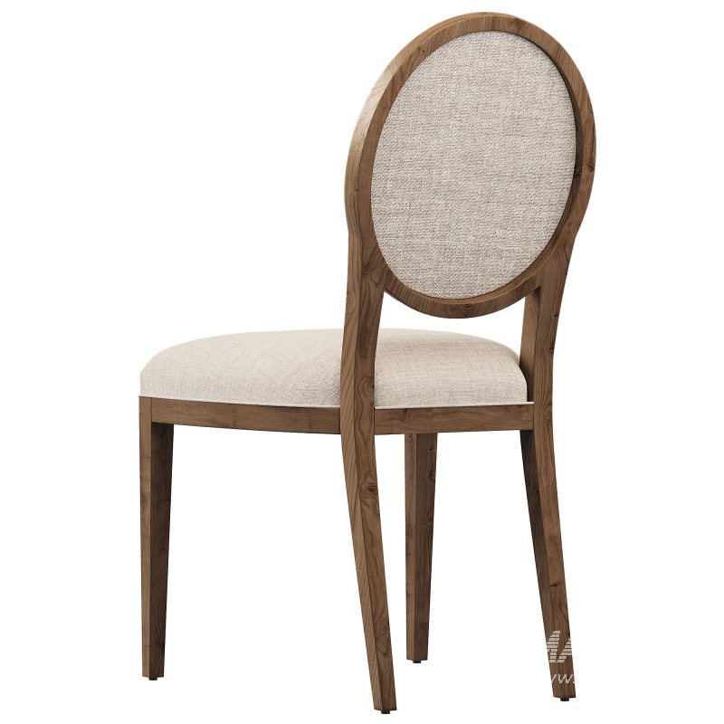 French Contemporary Round Fabric Dining Side Chair - Image 4
