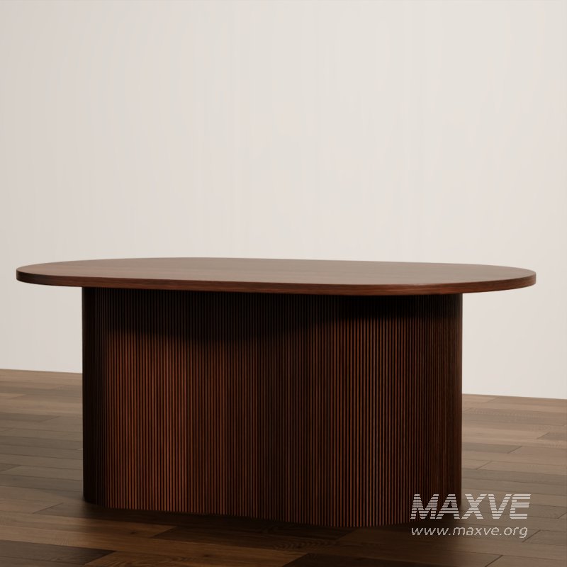 Modern Oval Wood Coffee Table - Image 3