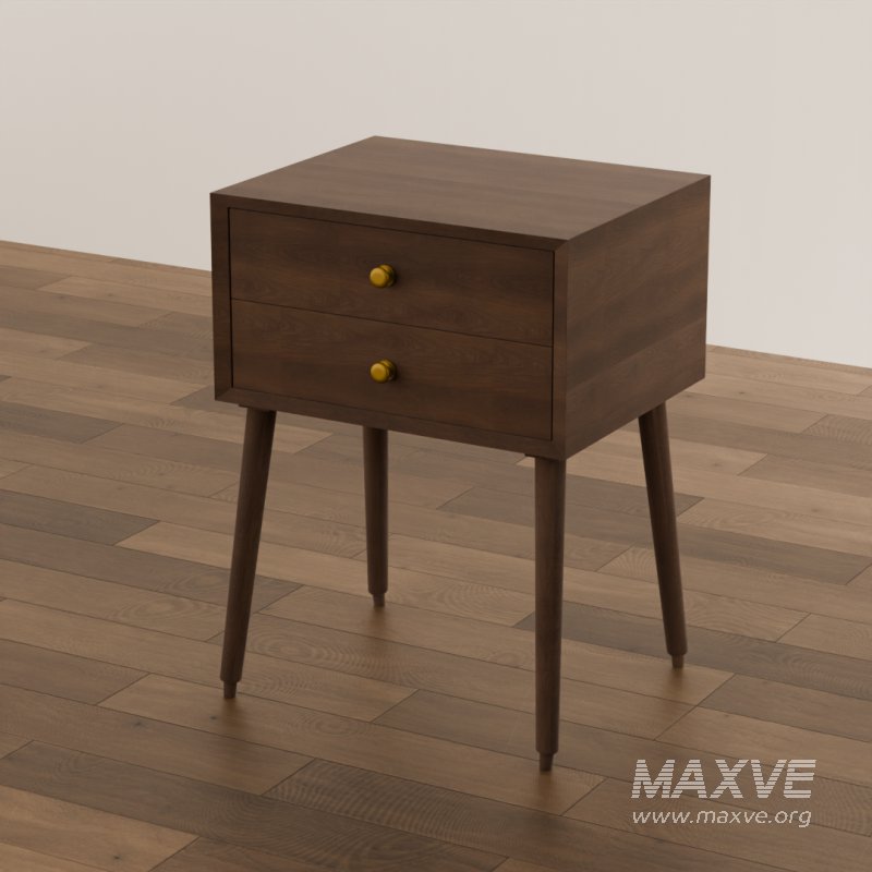 Retro Wooden Bedside Table with Gold Knobs - Image 5