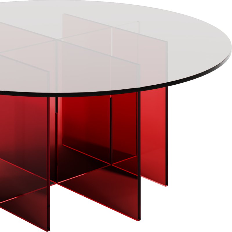 Modern Red Base Acrylic Coffee Table by Chairish - Image 4