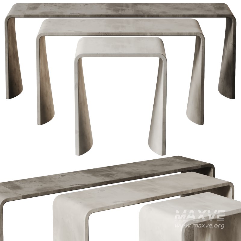 21st Century Concrete Contemporary Stool & Side Table - Image 3