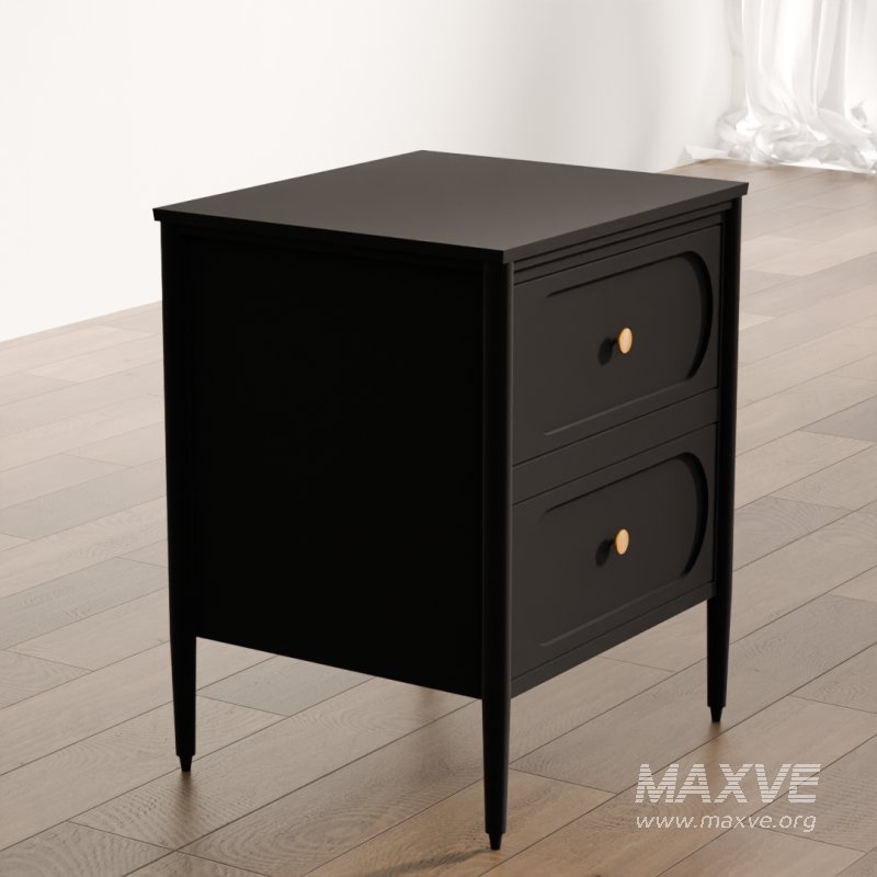 Elegant Black Nightstand with Gold Knobs - Image 3