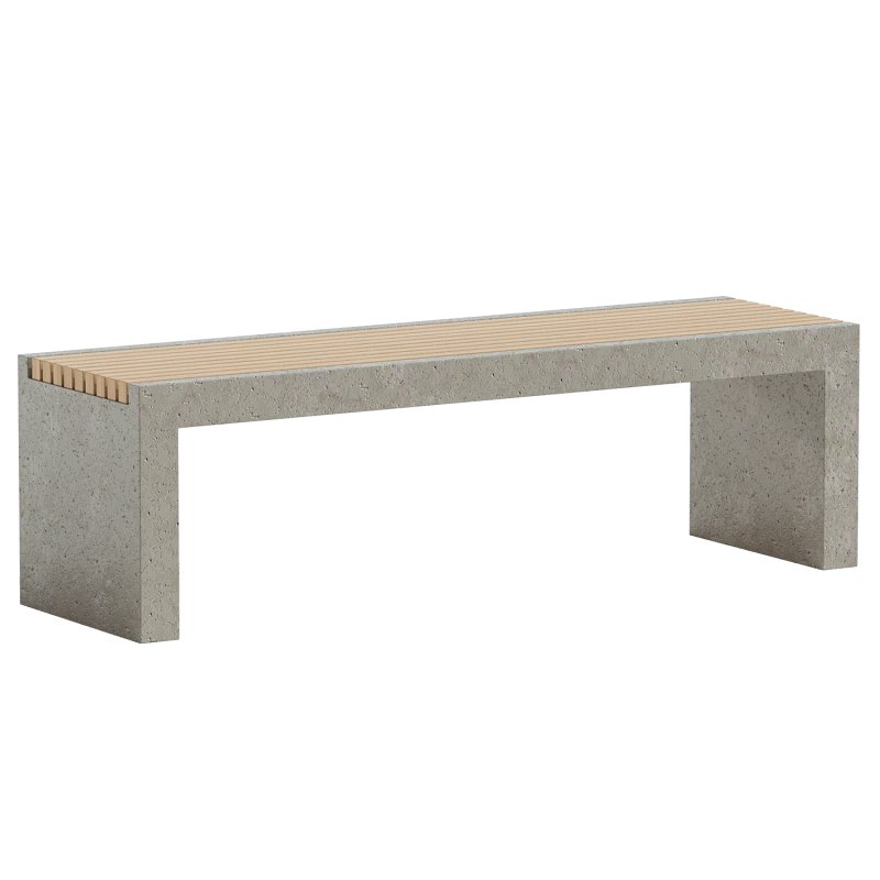 Alania Concrete and Teak Bench - Image 2