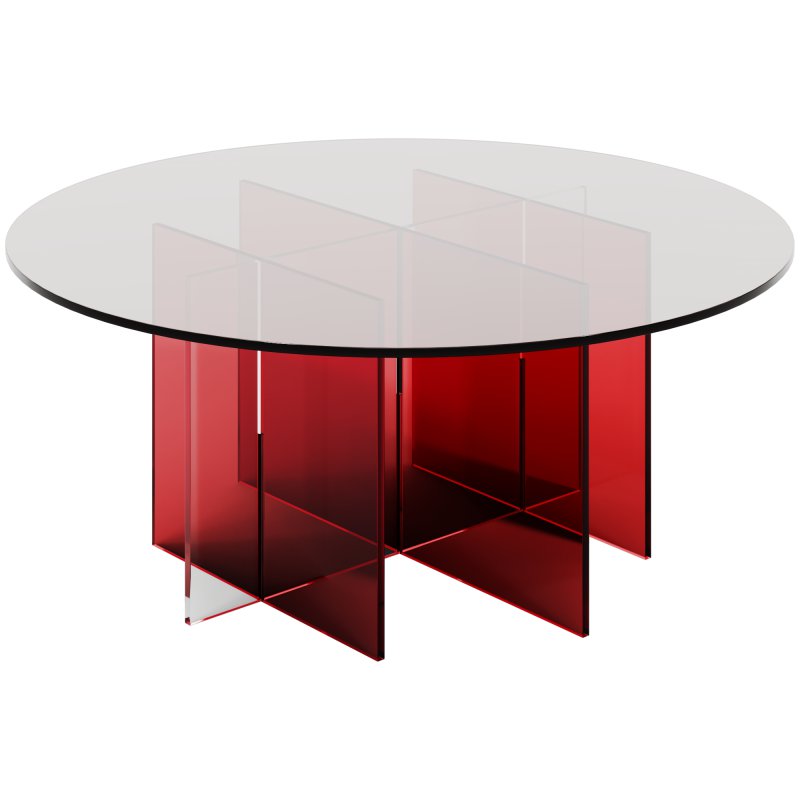Modern Red Base Acrylic Coffee Table by Chairish - Image 2