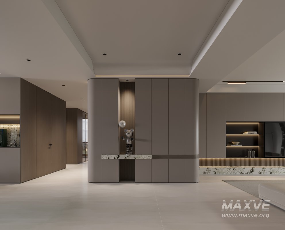 Modern living room and dining room kitchen interior scene - Image 9