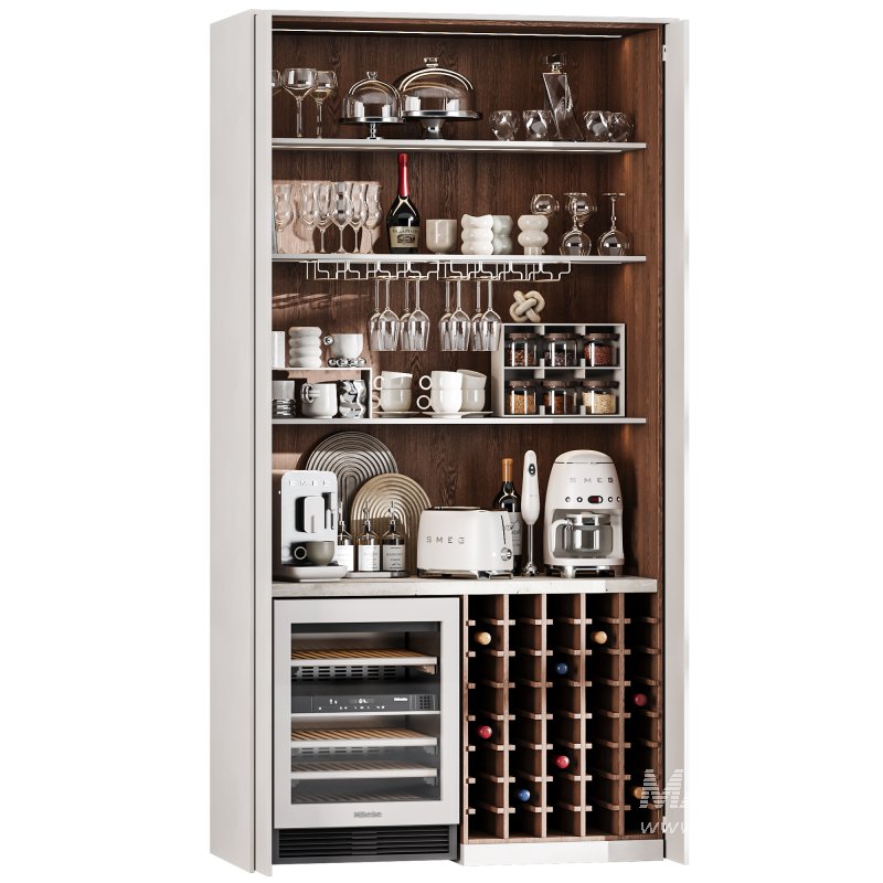 Built in Hidden Coffee Bar Cabinet Modern Beverage Station - Image 1