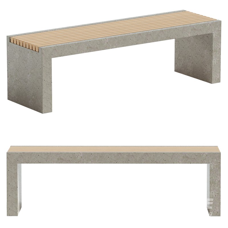Alania Concrete and Teak Bench - Image 1