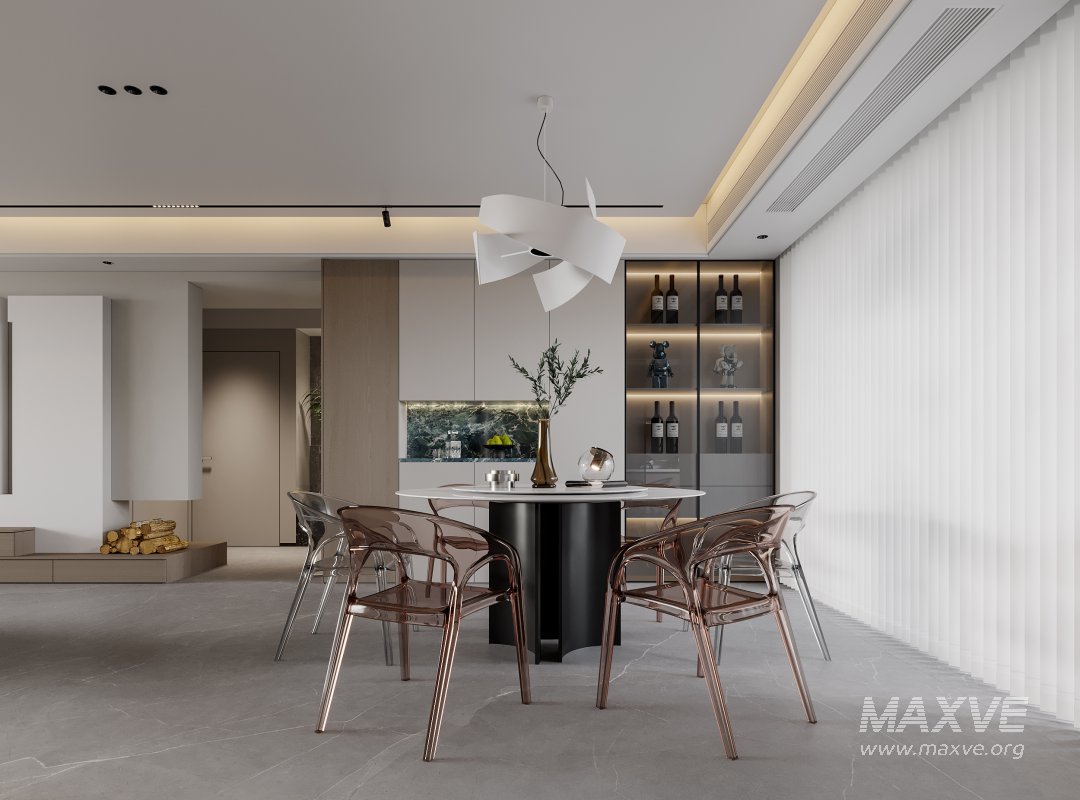 Modern living room and dining room interior scene - Image 3