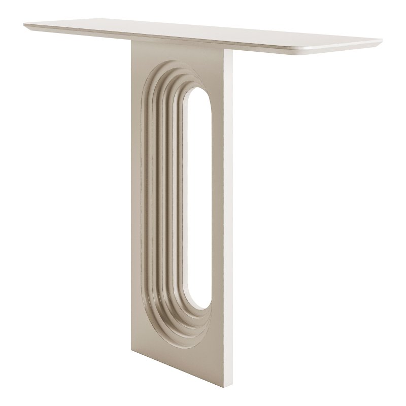 47 Modern Narrow Wood White Console Table with Geometric Pedestal Entryway Table - Image 4