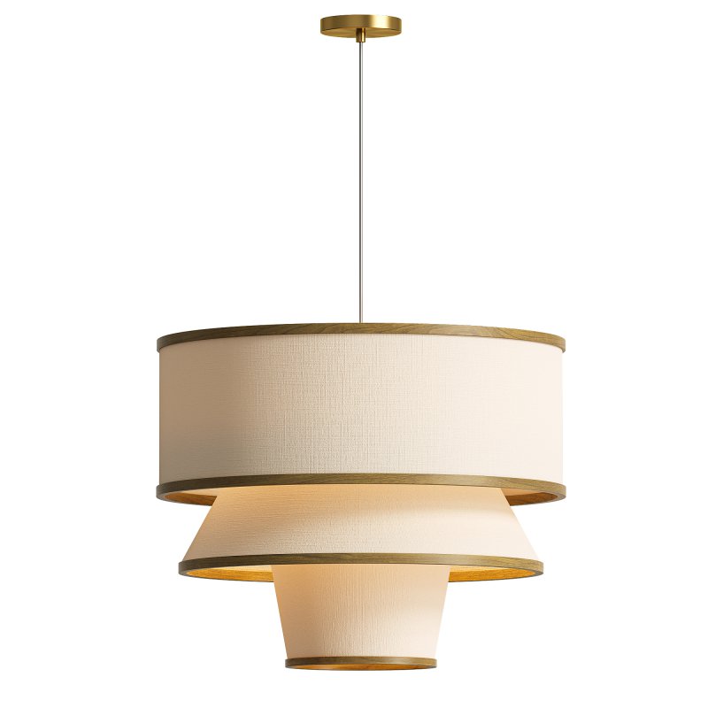 Bruna Walnut Wood and Linen Pendant Light - Image 2