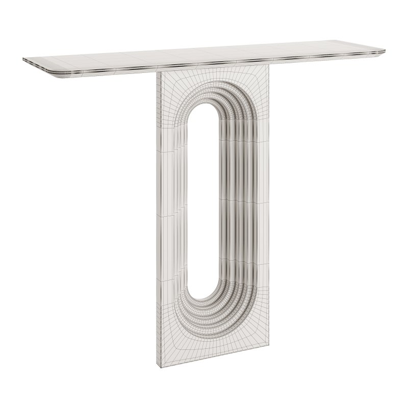 47 Modern Narrow Wood White Console Table with Geometric Pedestal Entryway Table - Image 7