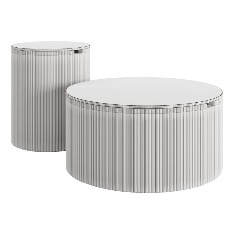 Modern Round Wood Coffee Table Set - Image 6