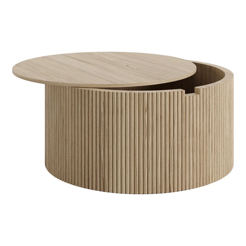 Modern Round Wood Coffee Table Set - Image 2