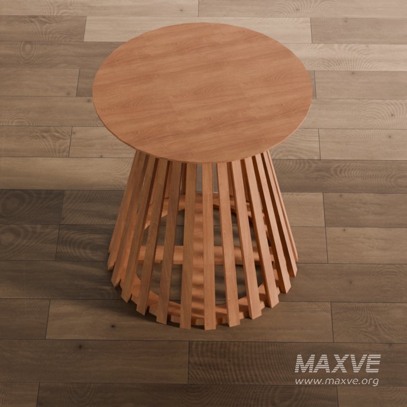 Modern Wooden Slatted End Table - Image 4