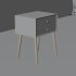 Retro Wooden Bedside Table with Gold Knobs - Thumbnail 4