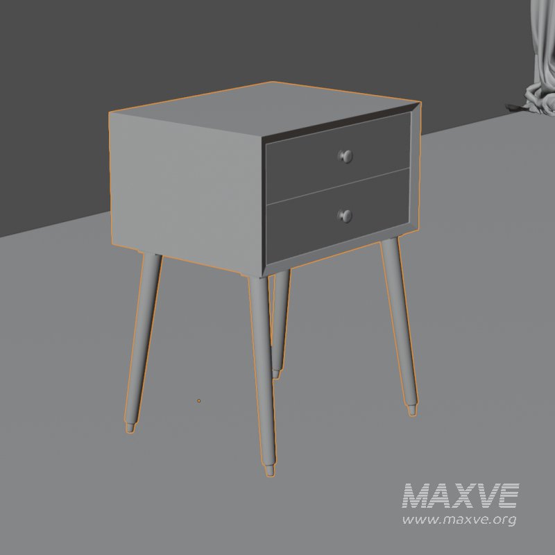 Retro Wooden Bedside Table with Gold Knobs - Image 4