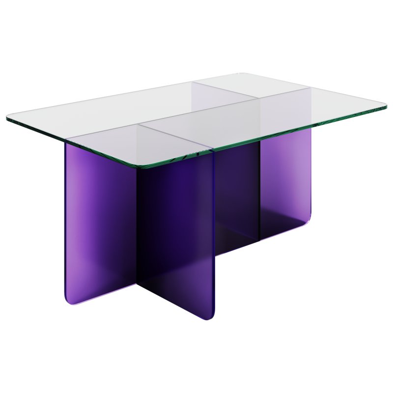 Acrylic Purple Coffee Table with Clear Top by Chairish - Image 2