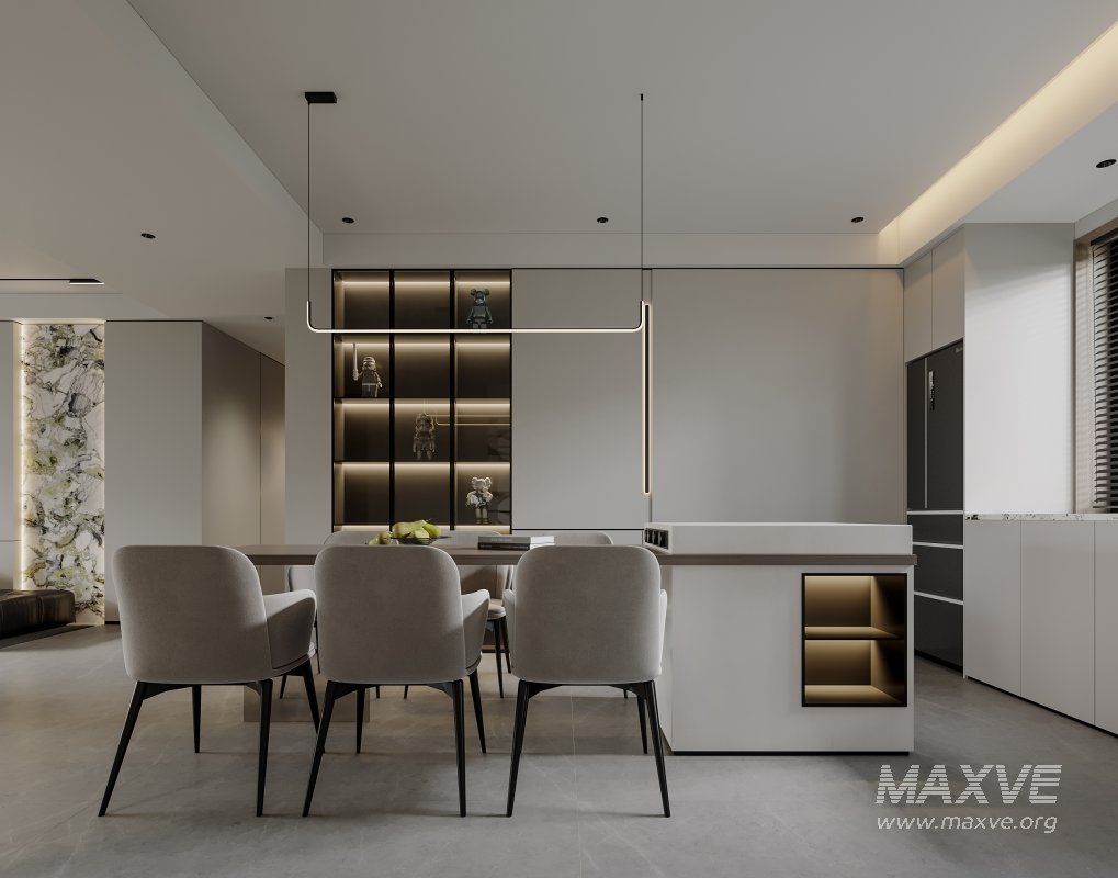 Modern living room and dining room interior scene - Image 2