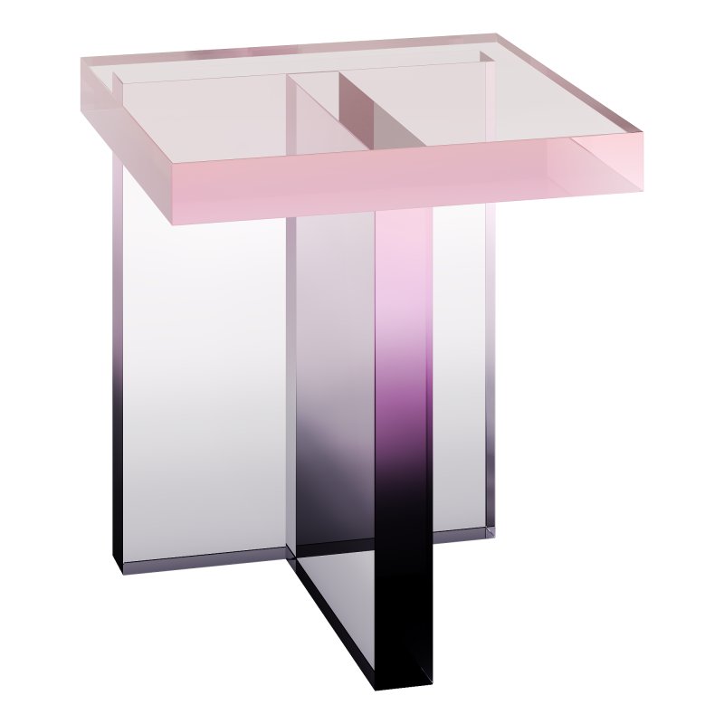 Block Table and Purple Acrylic Coffee Table - Image 2
