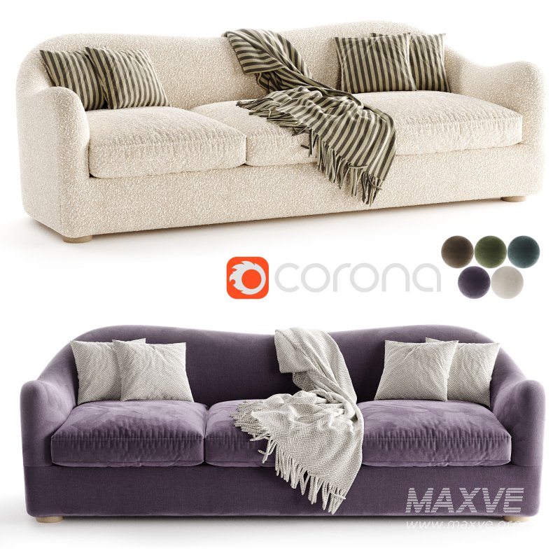 Bacio Cream Boucle Sofa with Bleached Oak Legs - Image 2