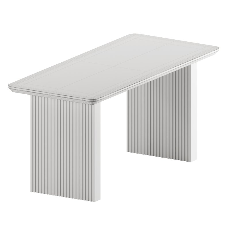 63 Rectangle Dining Table Double Pedestal Modern Natural Solid Wood Table for 6 Person - Image 8