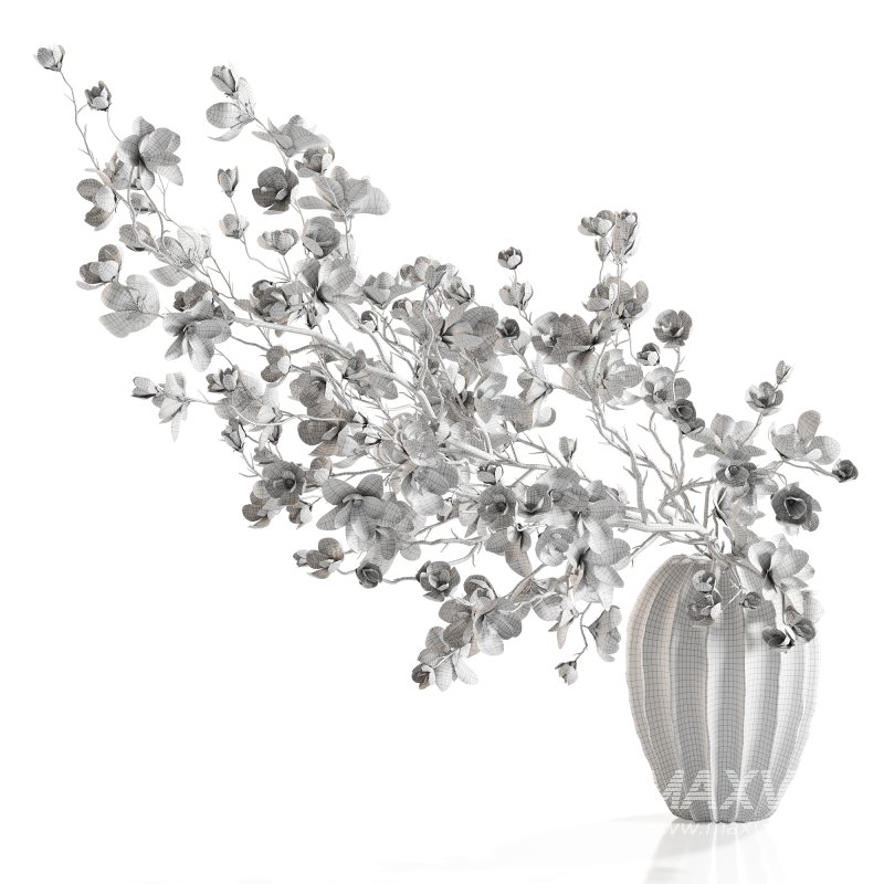 Magnolia Blossom Branches in White Ceramic Vase - Image 5
