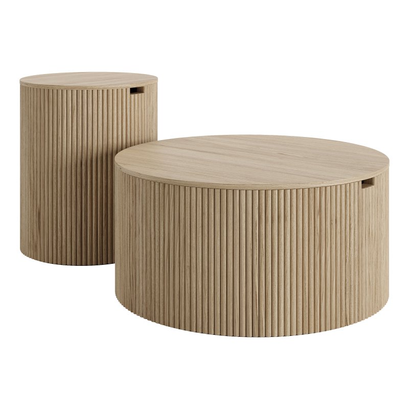 Modern Round Wood Coffee Table Set - Image 3