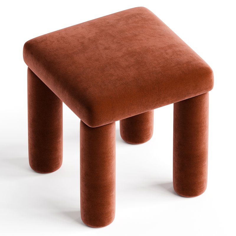 Temi Stool in Teja by Sun at Six, Minimalist Velvet Stool - Image 1