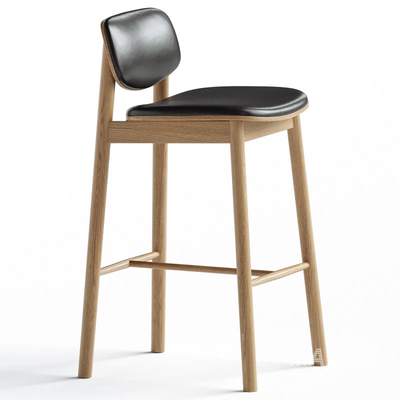 Lando Leather Bar Stool (Oak) - Image 3