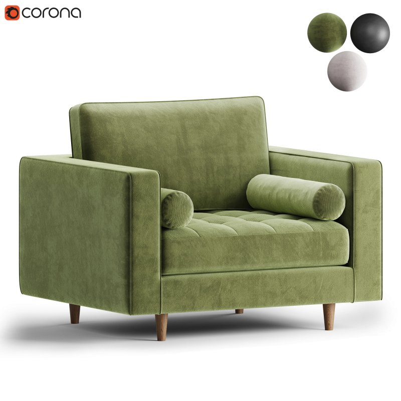 Henrietta Armchair Moss Green Velvet - Image 2