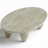 Contemporary Minimal Round Coffee Center Table in Travertine Stone Natural Pores - Thumbnail 1