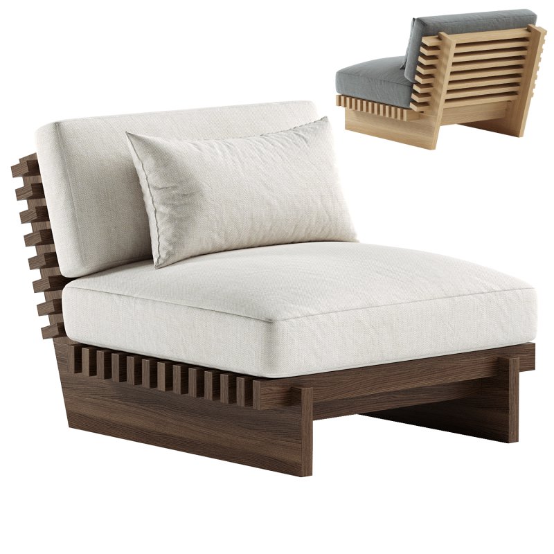 Taiko Stained Teak Outdoor Lounge Chair - Image 5