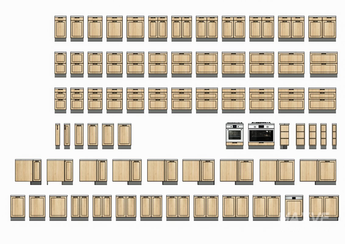 High-Quality Kitchen Cabinet 3D Model – Wood Design Fronts - Image 3