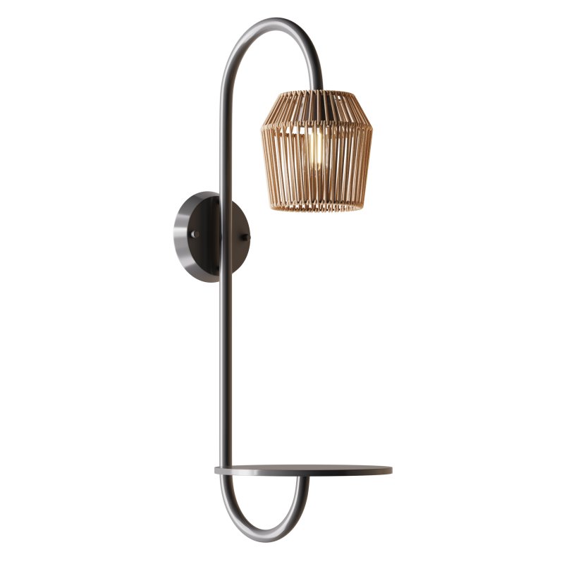 Alyza Rattan Plug-in Armed Sconce with Tray Table and Bulb Included - Image 2