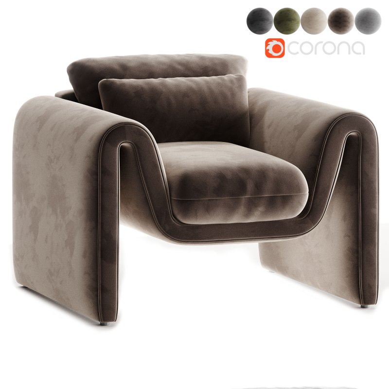 Modway Waverly Performance Velvet Living Room Accent Armchair in Gray-Unique Wavy Design - Image 6