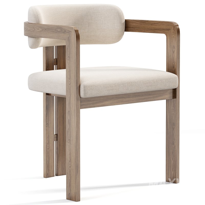 Curved Walnut Dining Chair Boucle - Image 5